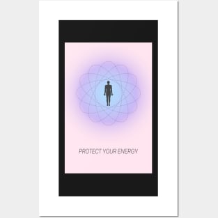 Protect Your Energy ura Aesthetic Pink and Purple Grainy Gradient Posters and Art